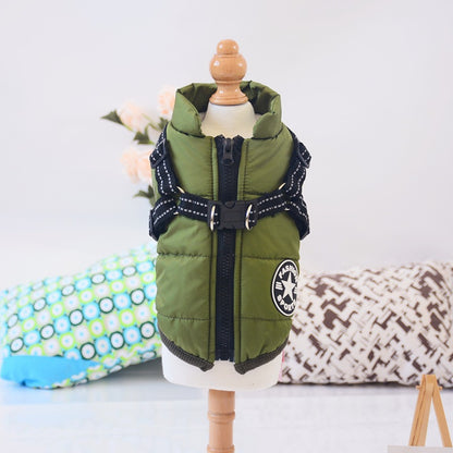 Warme Hundejacke mit integriertem Geschirr